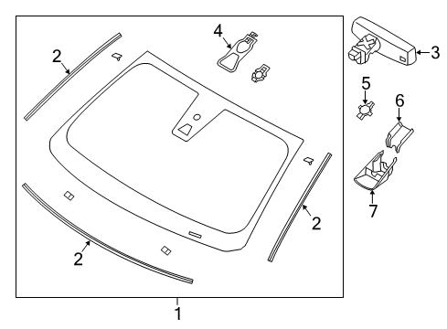 2014 Ford Special Service Police Sedan Windshield & Components Diagram