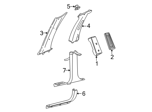 2000 Mercury Sable Windshield Pillar Trim, Driver Side Diagram for 1F1Z-5403599-AAA