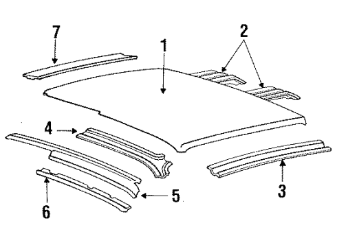 1991 Ford Tempo Roof & Components Diagram