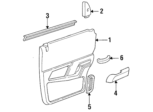1989 Ford Tempo Interior Trim - Rear Door Diagram
