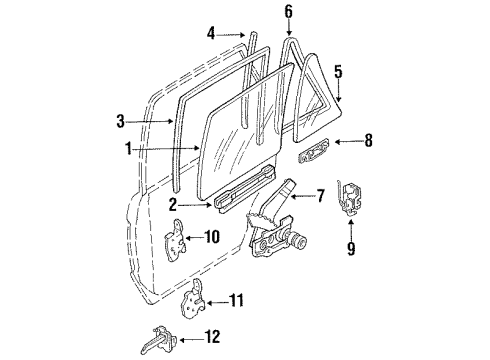 1988 Mercury Tracer Glass - Door Diagram 3 - Thumbnail
