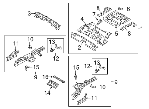 2024 Ford Escape Rear Floor & Rails Diagram