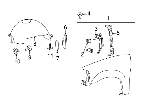2010 Ford Expedition Fender, Front Driver Side Diagram for FL1Z-16006-B