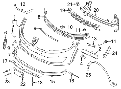 2016 Lincoln MKX Bumper & Components - Front Diagram 2 - Thumbnail