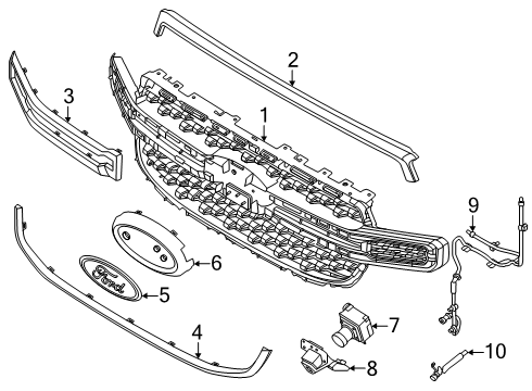 2024 Ford Ranger Grille & Components Diagram
