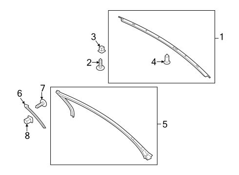 2025 Ford Mustang Exterior Trim - Roof Diagram