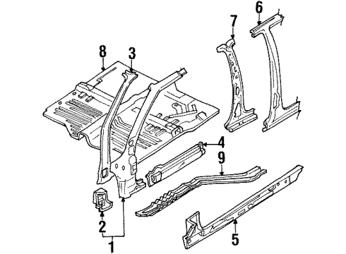 1998 Ford Escort Center Pillar Diagram 2 - Thumbnail
