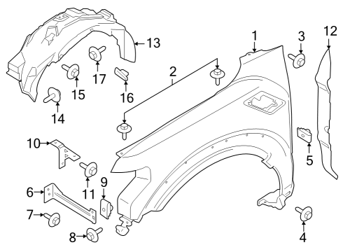 2022 Ford F-150 Fender Rivet Diagram for -380098-S2