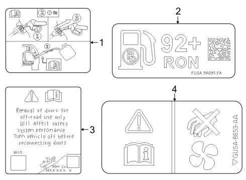 2024 Ford Bronco Information Labels Diagram
