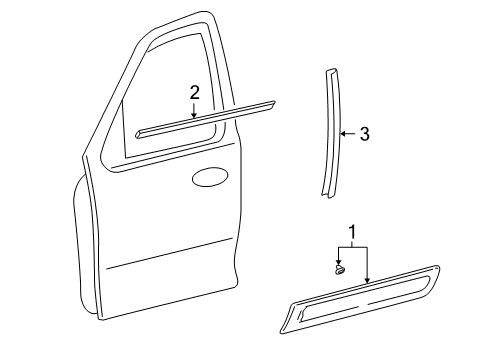 2006 Mercury Mariner Exterior Trim - Front Door Diagram