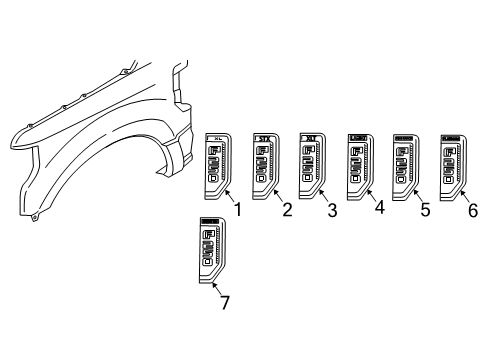 2021 Ford F-250 Super Duty Exterior Trim - Fender Diagram 2 - Thumbnail