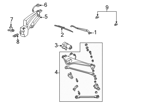 2000 Mercury Sable Wiper & Washer Components Diagram 2 - Thumbnail