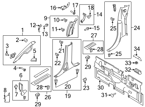 2023 Ford F-150 Retainer - Trim Panel Diagram for ML3Z-16310A91-B