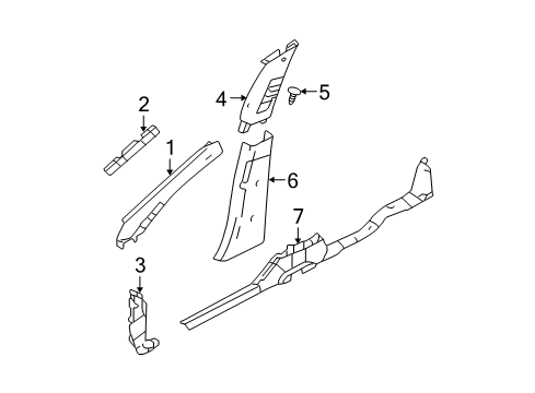 2006 Ford Five Hundred Interior Trim - Pillars Diagram