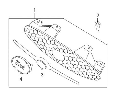 2000 Ford Taurus Grille & Components Diagram