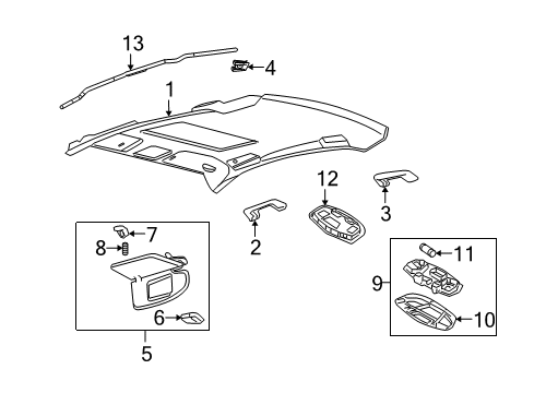 2007 Mercury Milan Interior Trim - Roof Diagram