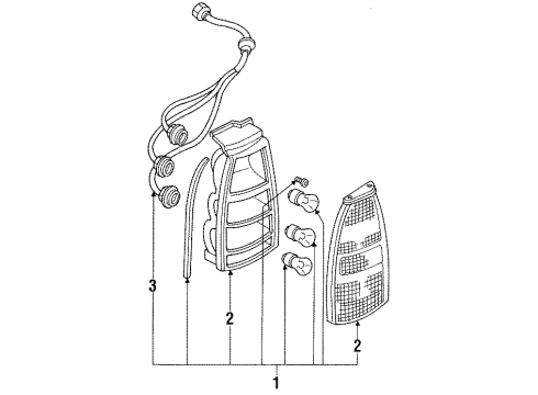 1992 Mercury Tracer Tail Lamp Assembly, Driver Side Diagram for F1KY13451BA