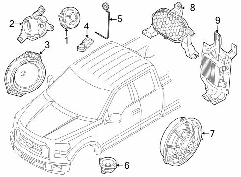 2022 Ford F-150 Quarter Panel Speaker, Rear Diagram for JL3Z-18808-RB