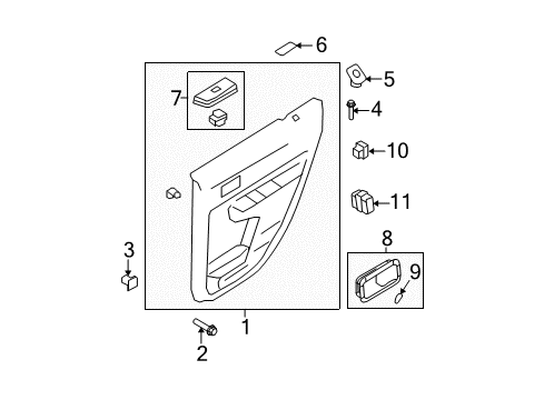 2009 Ford Edge Interior Trim - Rear Door Diagram
