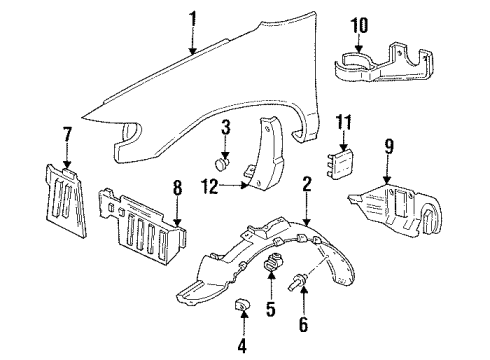 1996 Mercury Villager Splash Shield, Front Passenger Side Diagram for F3XY-16G554-A