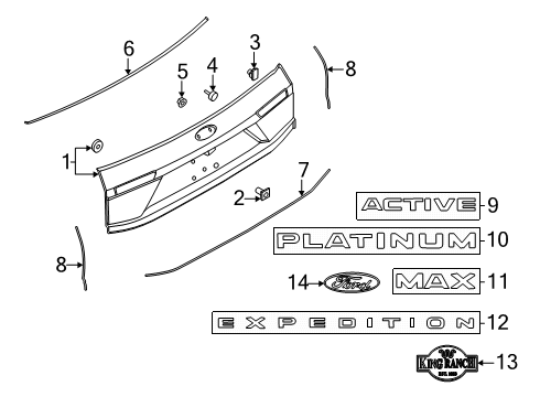 2025 Ford Expedition Exterior Trim - Lift Gate Diagram