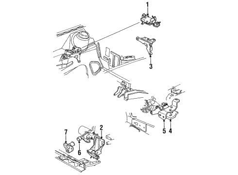 1989 Ford Tempo Engine & Trans Mounting Diagram