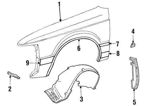 1984 Lincoln Mark VII Exterior Trim - Fender Diagram
