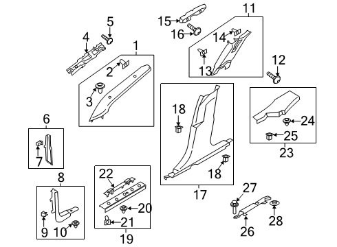 2017 Lincoln MKZ Interior Trim - Pillars Diagram