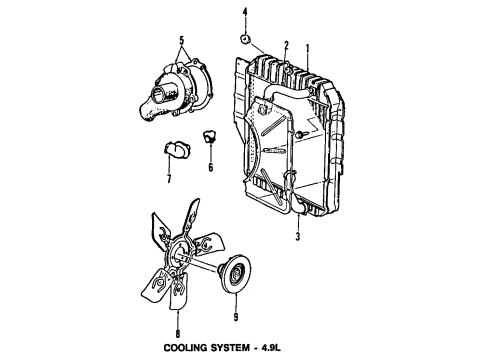 1984 Ford F-150 Radiator & Components Diagram 2 - Thumbnail