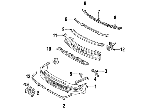 1990 Ford Probe Bumper Assembly - Front Diagram