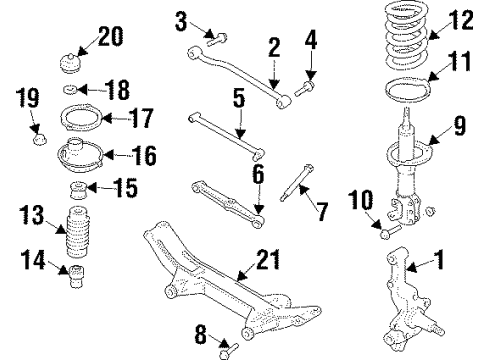 1998 Ford Escort Lower Control Arm, Rear Diagram for F7CZ-5500-AA