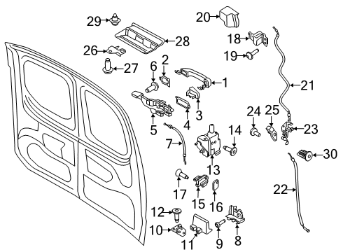 2019 Ford Transit Connect Back Door - Lock & Hardware Diagram