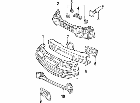 1986 Ford Mustang Bumper & Components - Front Diagram