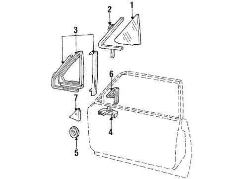 1986 Ford LTD Glass - Door Diagram 2 - Thumbnail
