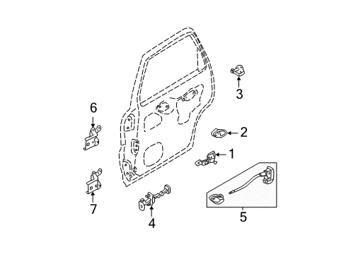 2002 Ford Escape Rear Door - Lock & Hardware Diagram