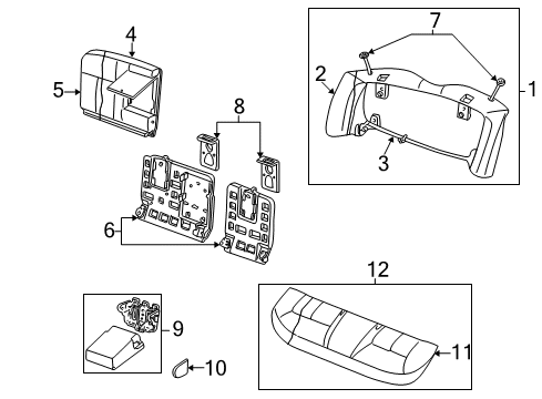 2002 Mercury Sable Seat Back Pad, Rear Passenger Side Diagram for 1F1Z-5466800-BA