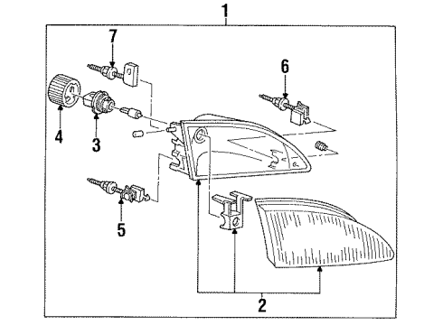 1995 Ford Mustang Headlamp Components Diagram