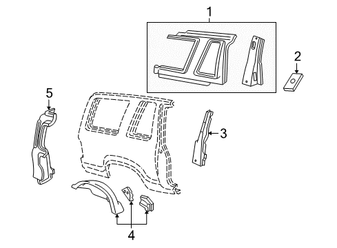 2001 Ford Explorer Sport Window Frame, Passenger Side Diagram for F5TZ-9830590-A
