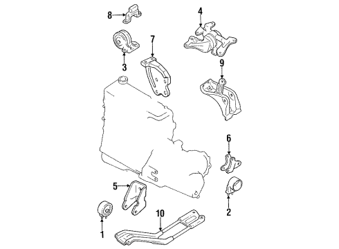 1991 Ford Escort Engine & Trans Mounting Diagram 2 - Thumbnail