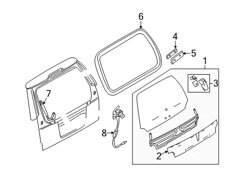 2003 Lincoln Aviator Glass - Lift Gate Diagram