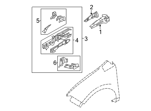 2009 Ford Edge Upper Rail, Front Driver Side Diagram for 7T4Z-16155-B