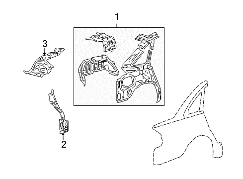 2005 Mercury Montego Inner Structure - Quarter Panel Diagram