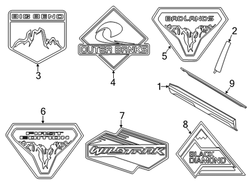 2024 Ford Bronco Sport Exterior Trim - Front Door Diagram