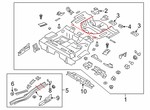 2019 Ford Police Responder Hybrid Rear Floor & Rails Diagram 2 - Thumbnail