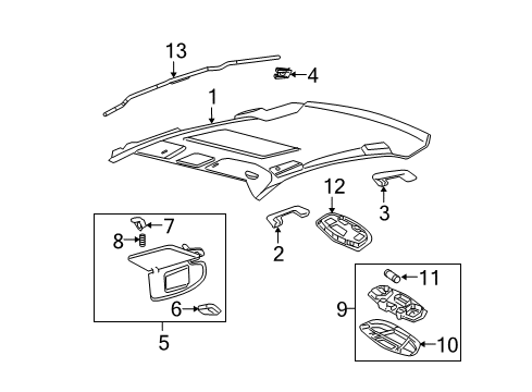 2010 Mercury Milan Headliner, Black Diagram for AN7Z-5451916-CA