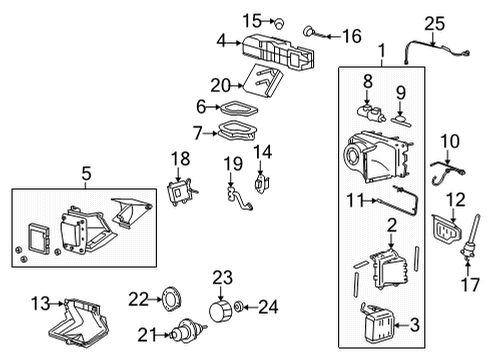 2025 Ford E-350 Super Duty A/C Evaporator & Heater Components Diagram
