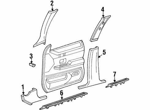 1999 Ford Crown Victoria Interior Trim - Pillars Diagram