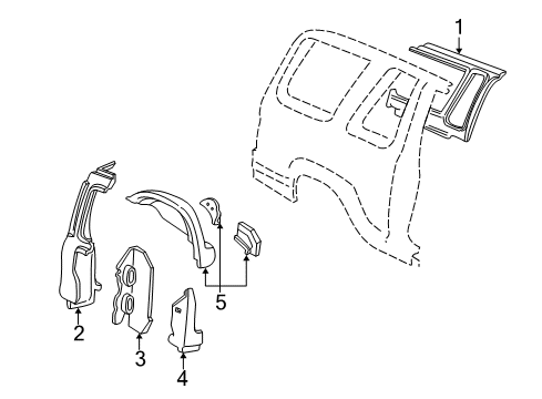 1999 Ford Explorer Inner Structure - Quarter Panel Diagram 2 - Thumbnail
