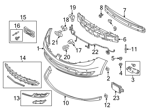 2013 Lincoln MKS Bumper & Components - Front Diagram