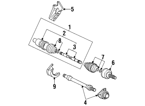 2000 Mercury Cougar Drive Axles - Front Diagram